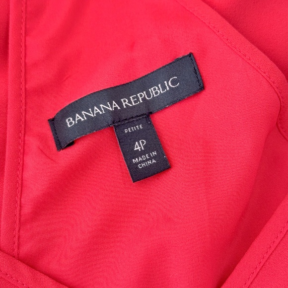 BANANA REPUBLIC | Spaghetti Strap Cutout Crepe Dress in Red Orange, size 4P - Picture 6 of 7